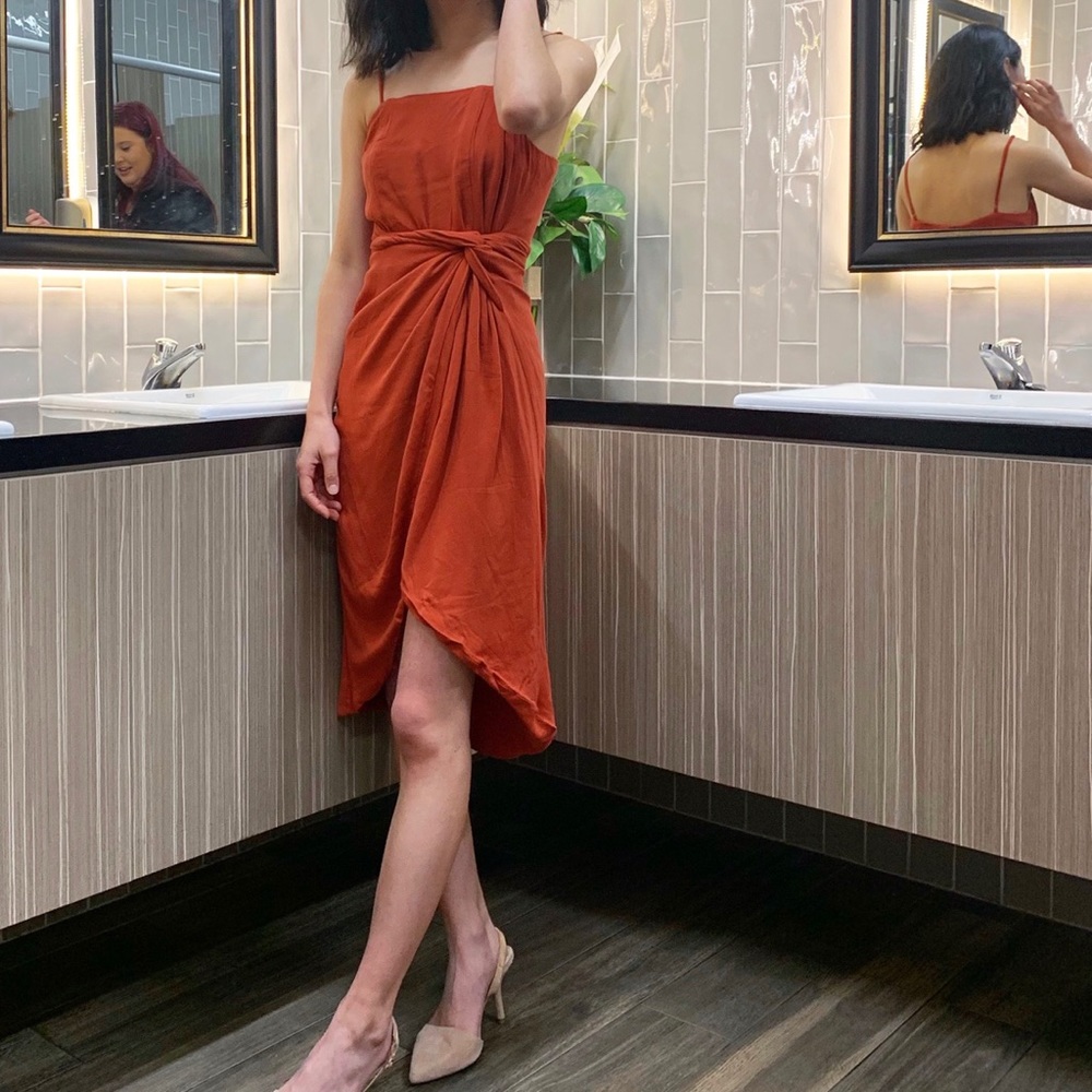 MAJORELLE Anna Dress in Terracotta Orange XS